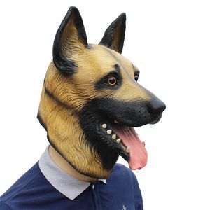 Masques de fête 3D Cosplay Chien Couvre-chef Animal Visage Complet Adulte Latex Masque Mascarade Fantaisie Drôle Costume Party Decor Props Husky Akita Dog 230327