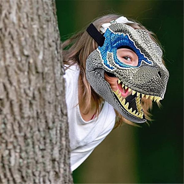 Party Masks 3d Dinosaur Mask Horror Dragon Latex Headgear Masquerade Party Cosplay Costume Jurassic Moving Jaw Mask Mask 230811