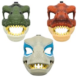 Masques de fête Masque de dinosaure 3D réaliste Raptor Dino masque de dinosaure à mâchoire mobile de haute qualité PVC chapeaux Halloween enfants jouet carnaval cadeau 230901
