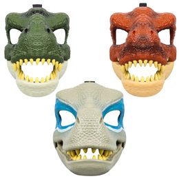 Feestmaskers 3D dinosaurus masker levensechte roofvogelsachter dino bewegende kaak dinosaurus masker hoogwaardige pvc headweer Halloween Children Toy Carnival cadeau 230823