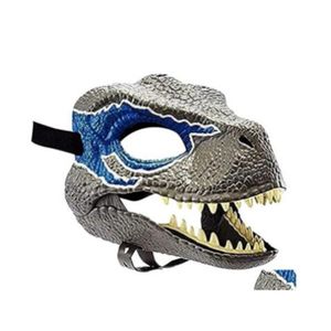 Masques de fête Masque de dinosaure 3D Accessoires de jeu de rôle Couvre-chef de performance Jurassic World Raptor Dino Festival Cadeaux de carnaval GC2356