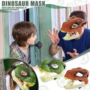 Masques de fête 3D Dragon Dinosaur Jaw Masque Bouche Ouverte Latex Horreur Dinosaure Coiffures Dino Masque Halloween Party Cosplay Props Scared Mask 230630