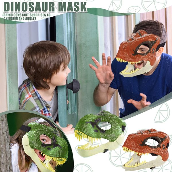 Masques de fête 3D Dragon Dinosaur Jaw Masque Bouche Ouverte Latex Horreur Dinosaure Coiffures Dino Masque Halloween Party Cosplay Props Scared Mask 230706