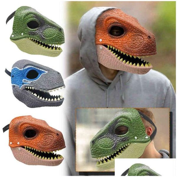 Masques de fête 3D Halloween Masque de dinosaure Rôle Play Props Performance Heaear Raptor Dino Festival Carnaval Cadeaux Y220805 Drop Livraison DHMTE