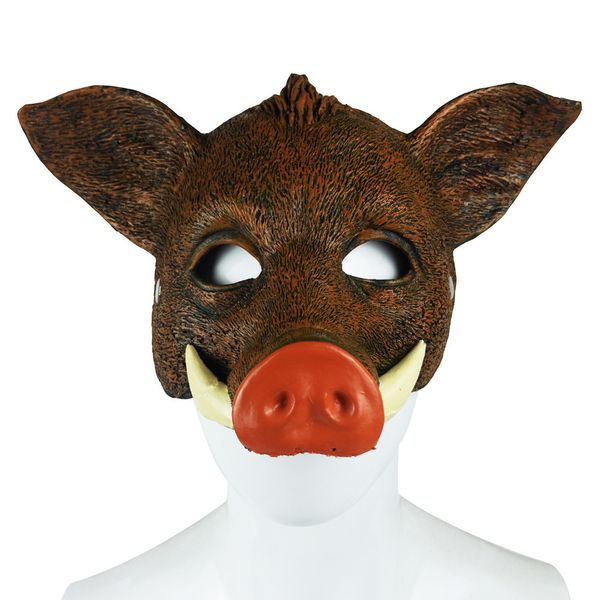 Máscaras de fiesta 3D Realista Jabalí Máscara facial PU Espuma Cerdo Cara Cubierta Vestir Fiesta Animal Cosplay Rave Máscara Halloween Mascarada Fiesta Accesorios 230509