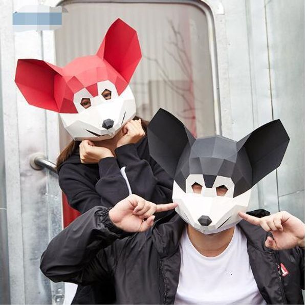 Masques de fête année 3D de la tête de souris porte-bonheur de la souris couvre le dieu de la protection de l'année de vie masque en papier tridimensionnel fait à la main 230327