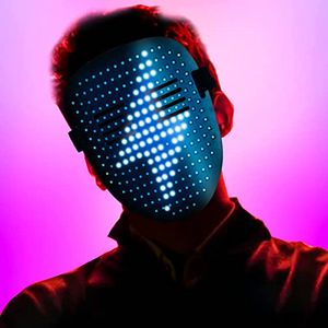 Máscaras de fiesta 50 patrones Máscara iluminada LED Control de gestos Cambio de cara Accesorios de cosplay para DJ Máscaras de Halloween Disfraz de mascarada 230225