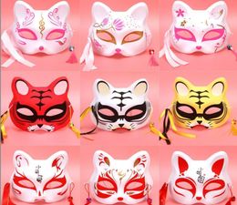 Masques de fête 50pcs Halloween Masque Chat Tigre Cosplay Style Japonais Fleur De Cerisier Demi-Visage Mascarade Décorations De Noël 230904