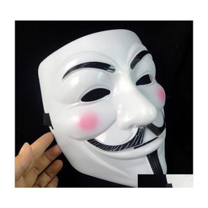 Feestmaskers 50 stcs v masker voor vendetta geel met eyeliner neusgat anonieme man fawkes fancy aDT kostuum Halloween drop levering ho dh8ur