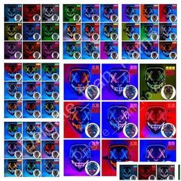 Party Masks 54 styles Halloween Mask a mené Light Up Funny the Purge Election Year Festival Glowing Cosplay Costume Horror Costume Supplies Dro Dhzof