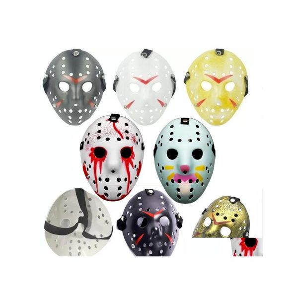 Party Masks 6 Style Fl Face Masquerade Jason Cosplay Skl Mask vs Friday Horror Hockey Halloween Costume Festival effrayant Drop Livraison DHJH8