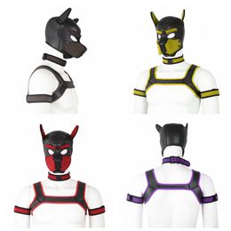 Feestmaskers 8 kleur puppy spelen hondenkap masker masker heren boordhals kraag armband sexy kostuumslaven rollen set 230814