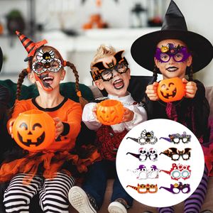 Party Masks 8pcsset Halloween Decoratieglazen Ghost Day Pography Props Skull Head Pumpkin Bat papieren masker 230817