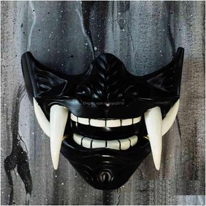 Party Maskers Adt Unisex Latex Japanse Prajna Hannya Noh Kabuki Demon Samurai Halfgelaatsmasker Halloween 230705 Drop Delivery Home Gard Dhbxt