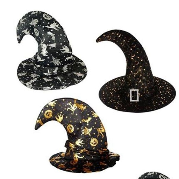 Máscaras de fiesta Adts Colorf Bent Pumpkin Star Witch Hat Wizard Hats Cosplay Disfraces Vestido de disfraces Halloween Navidad Drop Deli Otzmr