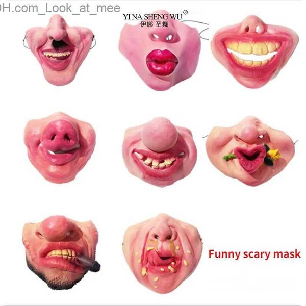 Masques de fête Masques pour adultes Masque de clown en latex Joy Cosplay Props Bande élastique humoristique Demi-visage Masque de fête d'Halloween Drôle Effrayant Performance Q231007