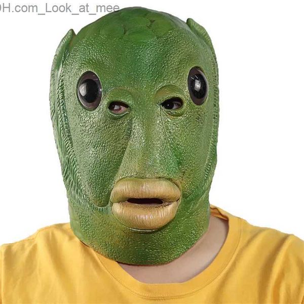 Máscaras de fiesta Adulto Divertido Feo Verde Pescado Sombrero Látex Cosplay Fiesta Halloween Máscara alienígena Fiesta Horror Parodia Suministros Cosplay Máscara Q231007