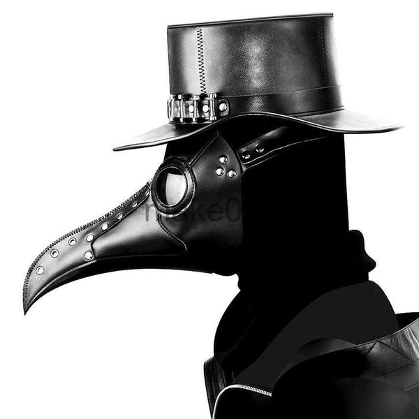 Masques de fête Adulte Halloween Peste Docteur Cosplay Masque Steam Punks Effrayant Horreur Pu Oiseau Schnabel Masque Bec Maske Prop Carnaval cadeau de fête J230807