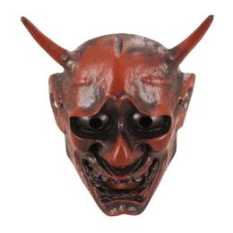 Masques de fête Adulte Unisexe Halloween Visage Japonais Hannya Démon Oni Samurai Noh Kabuki Prajna Masque Diable Résine Pleine 220920