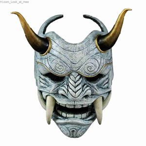 Máscaras de festa Adulto Unisex Halloween Máscaras Japonesas Hannya Demônio Oni Samurai Noh Kabuki Prajna Máscara do Diabo Máscaras de Festa de Látex Q231007