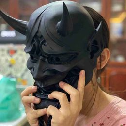 Masques de fête Adulte Unisexe Halloween Japonais Scellé Prajna Diable Hannya Noh Kabuki Demon Oni Samurai Masque Complet Rouge Noir Bleu J0807