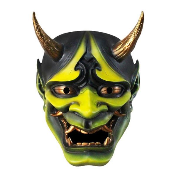 Máscaras de fiesta Adulto Unisex Resina Japonés Prajna Noh Kabuki Halloween Cosplay Monster Demon Oni Samurai Props Mueca Máscara facial completa 230705