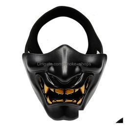 Masques de fête Airsoft Paintball Militaire Tactique Prajna Masque Half Face Samurai Hannya Horreur Skl Halloween Hunting Protective 230802 DHWOC