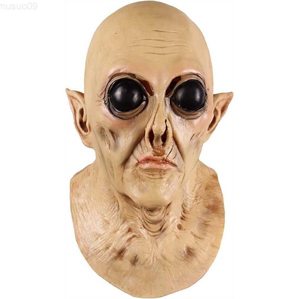 Masques de fête Alien Latex Masque Effrayant Halloween Ufo Déguisement Masque De Fête Cosplay Costume Extraterrestre Accessoires L230803