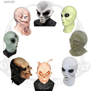 Masques de fête Masque Alien UFO Extra Terrestre ET Latex Masque Adulte Cosplay Costume Monstre Tête Fantaisie Robe T230905