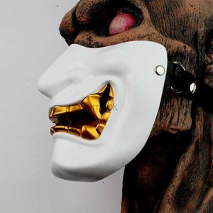 Máscaras de festa Monstro japonês antigo Hannya Cosplay Mask Half Face Samurai Masquerade Máscaras de festa de Halloween Máscaras de resina adereços HKD230801