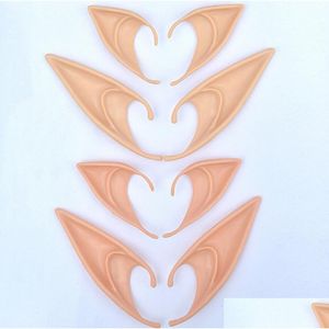 Máscaras de fiesta Angel Elf Ears Disfraz de Halloween Masquerade Latex Soft Pointed Prosthetic False Fake Pig Nose Cosplay Accesorios 1 par Dhqhu