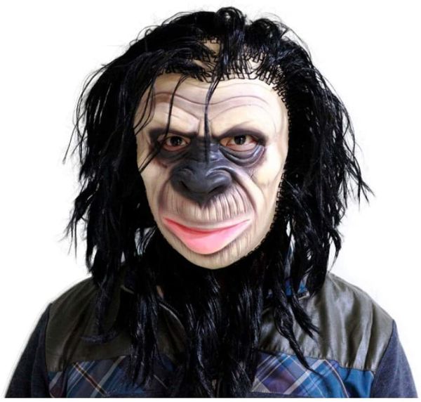 Masques de fête Tête de chimpanzé animal Masque en latex Tête complète Gorilla Monkey Ape Masque en caoutchouc Halloween Costume Cosplay Party pour adultes 230905