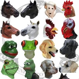 Máscaras de fiesta Animal Mask Funny Mask Horquel Frog Camina Dog Cabeza de látex Cabeza de láminas Drop entregada Dhnns