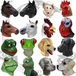 Feestmaskers Dier Grappig Masker Paard Eenhoorn Masker Kalkoen Kip Kikker Hond Maskers Feestkostuum Partij Latex Dierenkop Masker Hoofddeksel Rekwisieten T230905