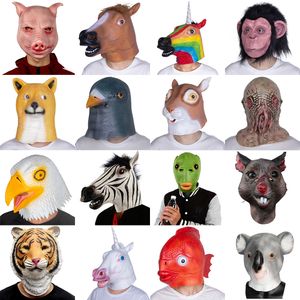 Feestmaskers Dierenmasker Eenhoorn Paard Masker Deluxe Nieuwigheid Halloween Kostuum Partij Adelaar Latex Dierenkop Maskers 230625