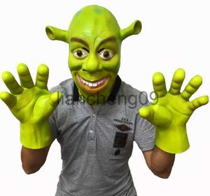 Feestmaskers Dierenfeestmasker Groen Shrek Latex Maskers Handschoen Film Cosplay Prop Volwassene voor Halloween Feestkostuum Fancy Dress Ball x0907