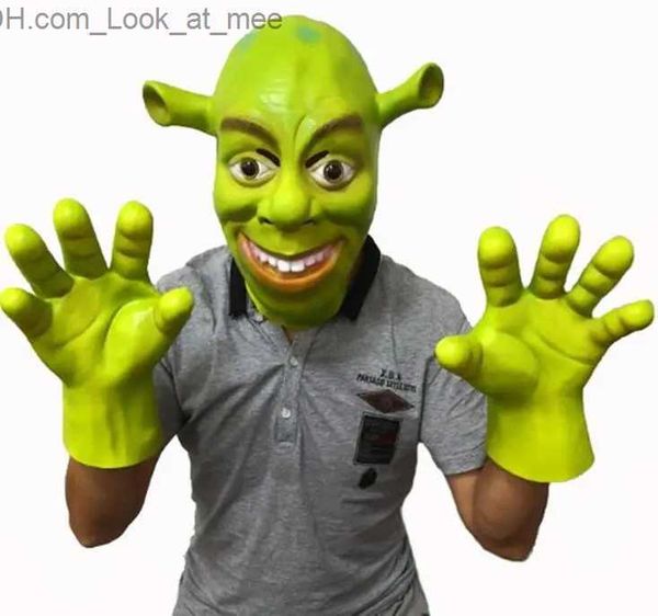 Masques de fête Masque de fête animal vert Shrek Masques en latex Gant Film Cosplay Prop Adulte pour Halloween Costume de fête Déguisement Ball Q231009