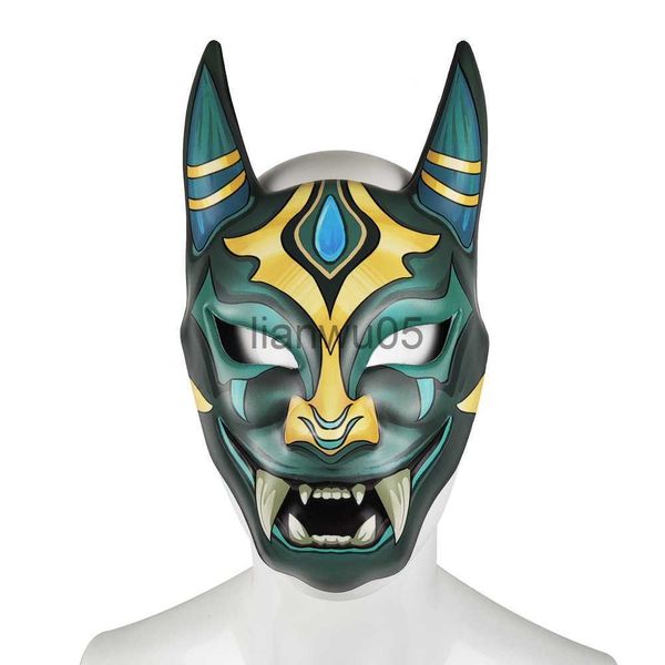 Máscaras de fiesta Anime Genshin Impact Xiao Máscara Fantasma japonés Hannya Halloween Masquerade Cosplay Party Horror Mujeres Hombres Maquillaje Props Máscara x0802