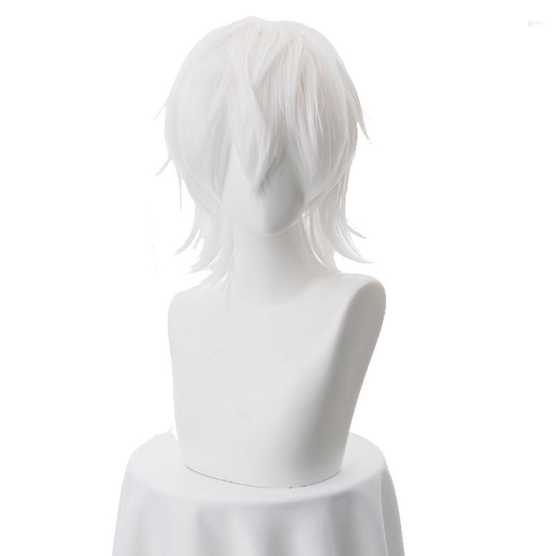 Anime Kinsou No Vermeil Goldfilled Alto Cosplay Costume Wig Blue School  Uniform Coat White Short Hair Vermeil In Gold Devil Men