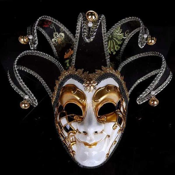 Máscaras de fiesta Anime Venecia Máscara Jester Jolly para fiesta de disfraces Mascarada Carnaval Dionysia Halloween Navidad ic Italia Máscara Cara completa Q231007