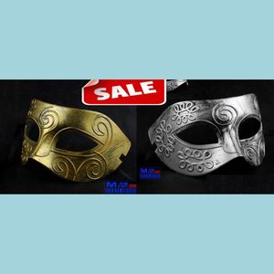 Feestmaskers antieke Romeinse Griekse jager mannen maskeren Venetian Mardi Gras Masquerade Halloween kostuum half gezicht heren goud sier drop deli dh6as