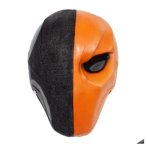 Masques de fête Flèche Deathstroke Cosplay Masque - Terminator Résine Fl-Face Halloween Mascarade Costume Prop Avec Death Knell Design Drop Dhicu