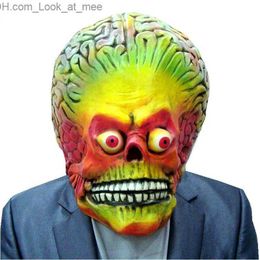 Party Maskers Aanvallen Martian Soldie Halloween Masker Volledig Hoofd Latex Scary Alien Brain Party Masker UFO Mars Cosplay Kostuum Rekwisieten Q231007
