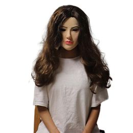 Parti Masques Chauve Femmes Halloween Masque Réaliste Femme Visage De Femme Pour Crossdressing Fille Coiffures Avec Perruque Cosplay Creepy Latex 230705