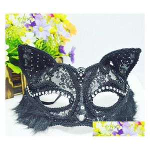 Feestmaskers bal dierenmasker zwart kat Halloween half gezicht jia486 drop levering home tuin feestelijke benodigdheden dhath