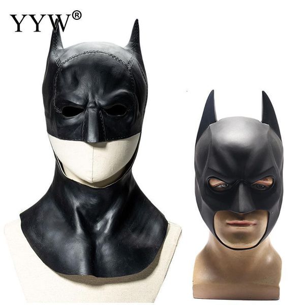 Máscaras de fiesta Máscara de murciélago Caballero oscuro Disfraz de Halloween Hombre Mascarada Cara completa Sombrero de látex para adultos Accesorios 230713