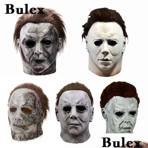 Máscaras de fiesta Bex Máscara de Halloween Mike Mel Moonlight Pánico Terror Látex Horror Michael Myers Cosplay FL Cara Casco Scary Drop Entrega Dhafq