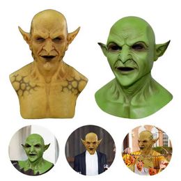 Feestmaskers Black Green Evil Mask Halloween Horror Yellow Imp Gothic Devil Headwear Lie King Kleed Up Real Zombie Q240508