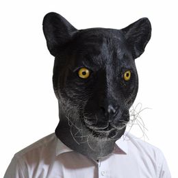Masques de fête Black Panther Leopard Mask Full Head Latex Animal Fancy Dress Masques d'Halloween pour les costumes de fête 230718