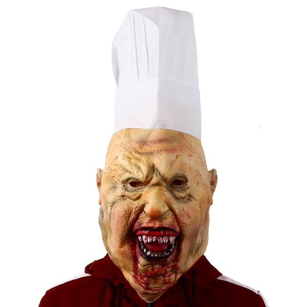 Masques de fête Bloody Butcher Latex Mask Chef Dress Up Halloween Horror Fancy Costume Props Haunted House Cosplay Headgear 230721